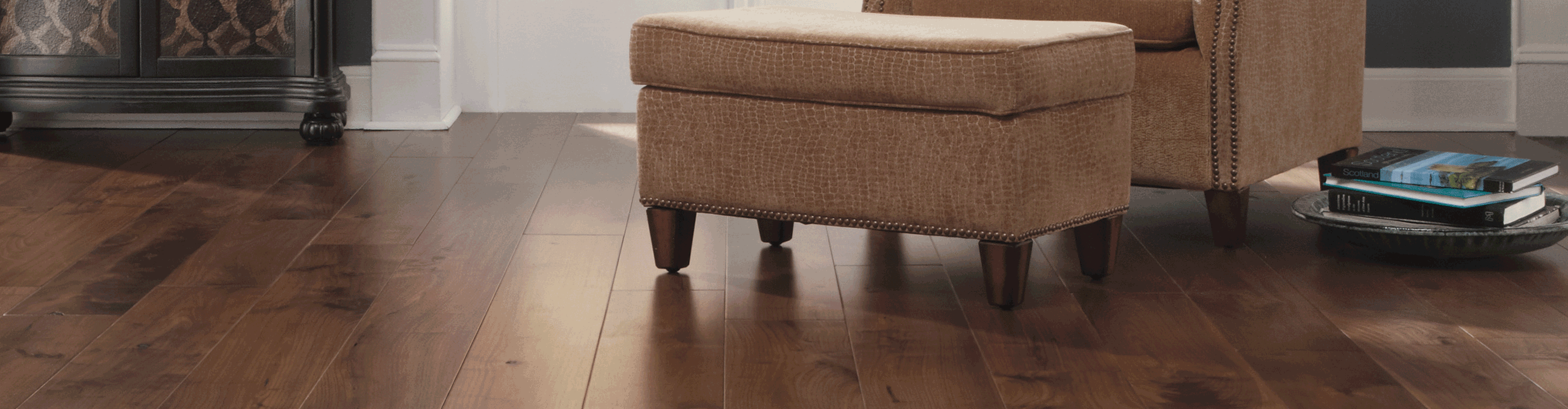 walnut engineered hardwood flooring in living room